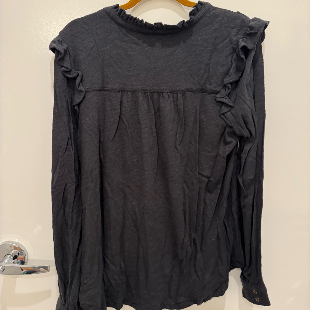 Pilcro Black Ruffled Button-Down Shirt - Picture 13 of 16